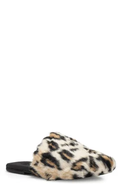 Faux Leopard Fur Slide