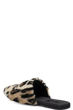 Faux Leopard Fur Slide