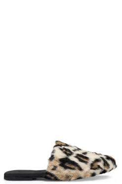 Faux Leopard Fur Slide