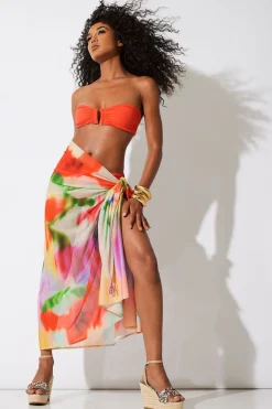 Floral Mirage Printed Mesh Pareo