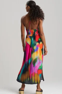 Floral Mirage Printed Rayon Halter Dress