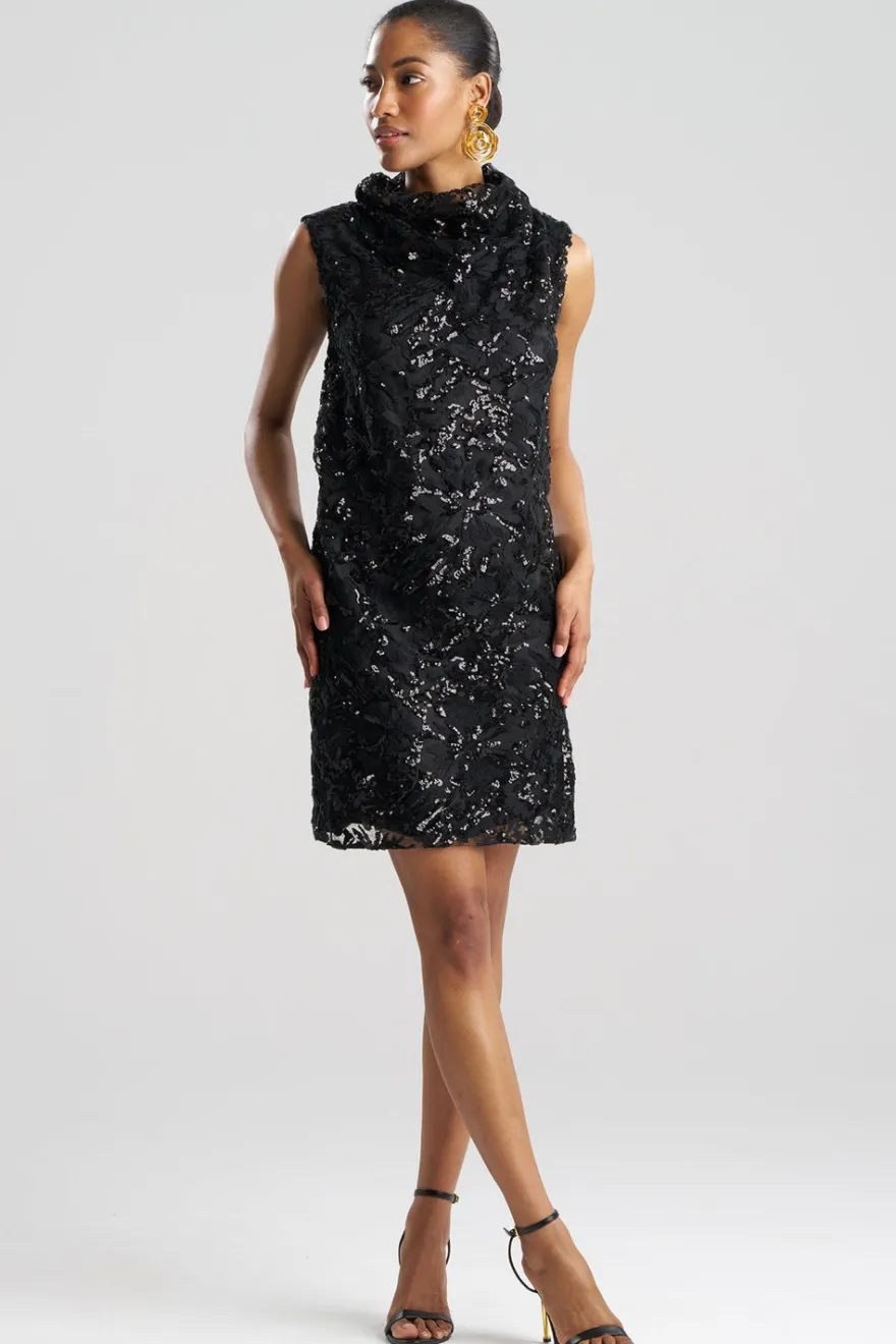 Floral Sequin Lace Shift Dress