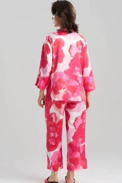 Floria Printed Satin Mandarin PJ Set