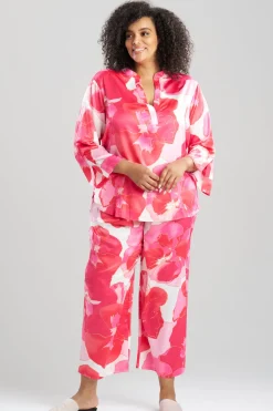 Floria Printed Satin Mandarin PJ Set