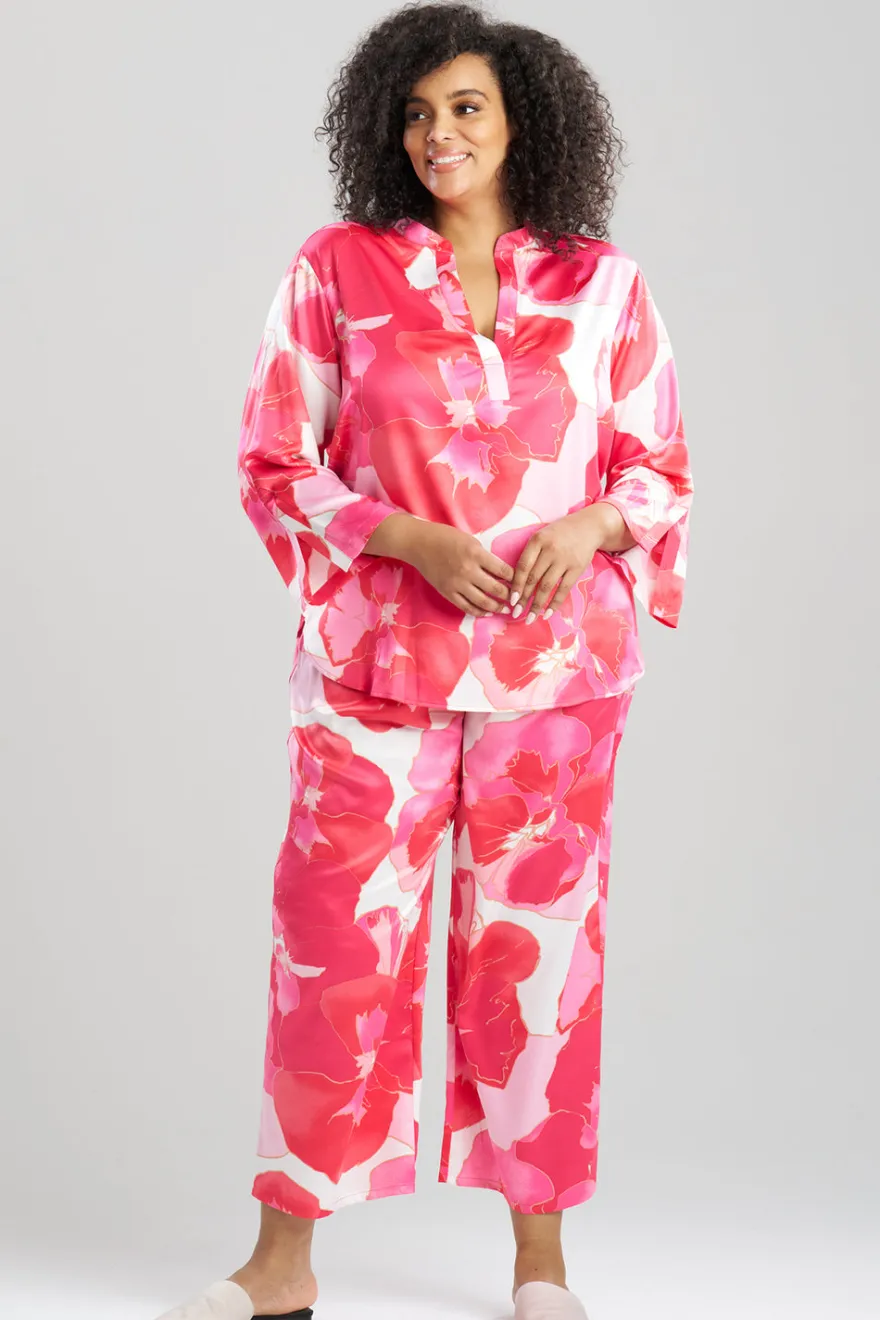 Floria Printed Satin Mandarin PJ Set
