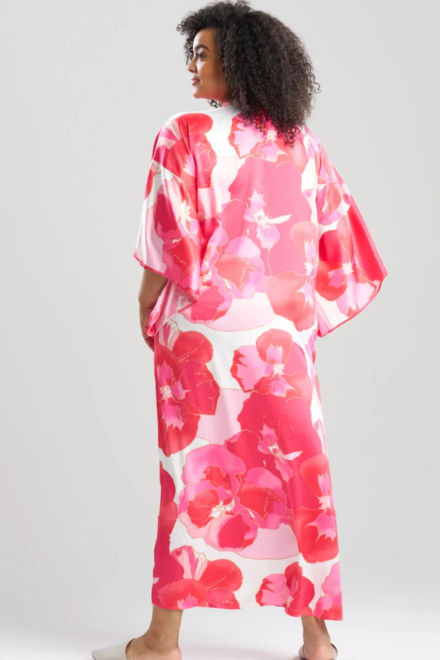 Floria Printed Satin Mandarin Caftan