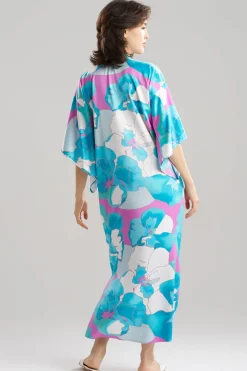 Floria Printed Satin Mandarin Caftan