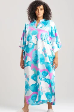 Floria Printed Satin Mandarin Caftan