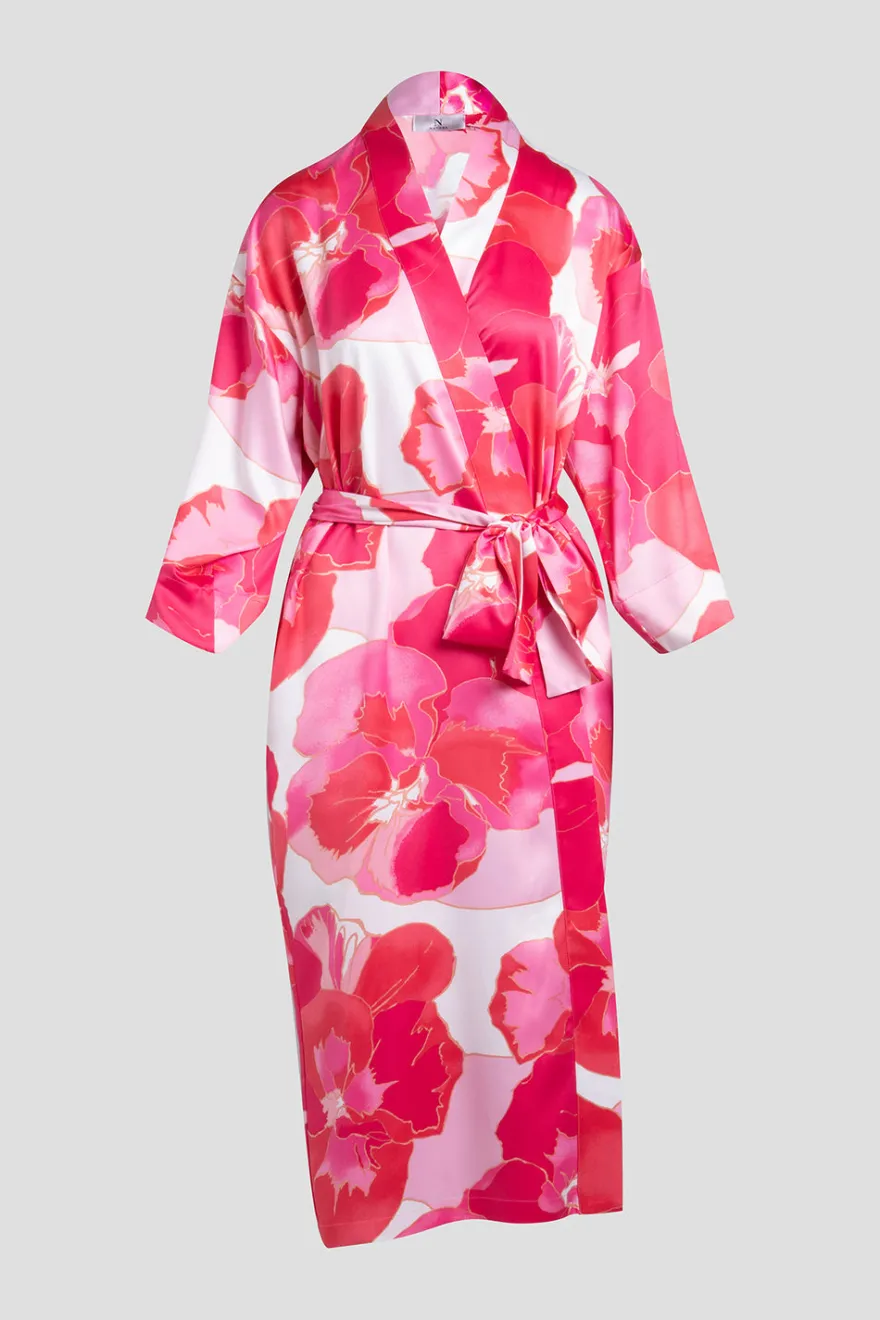 Floria Printed Satin Robe