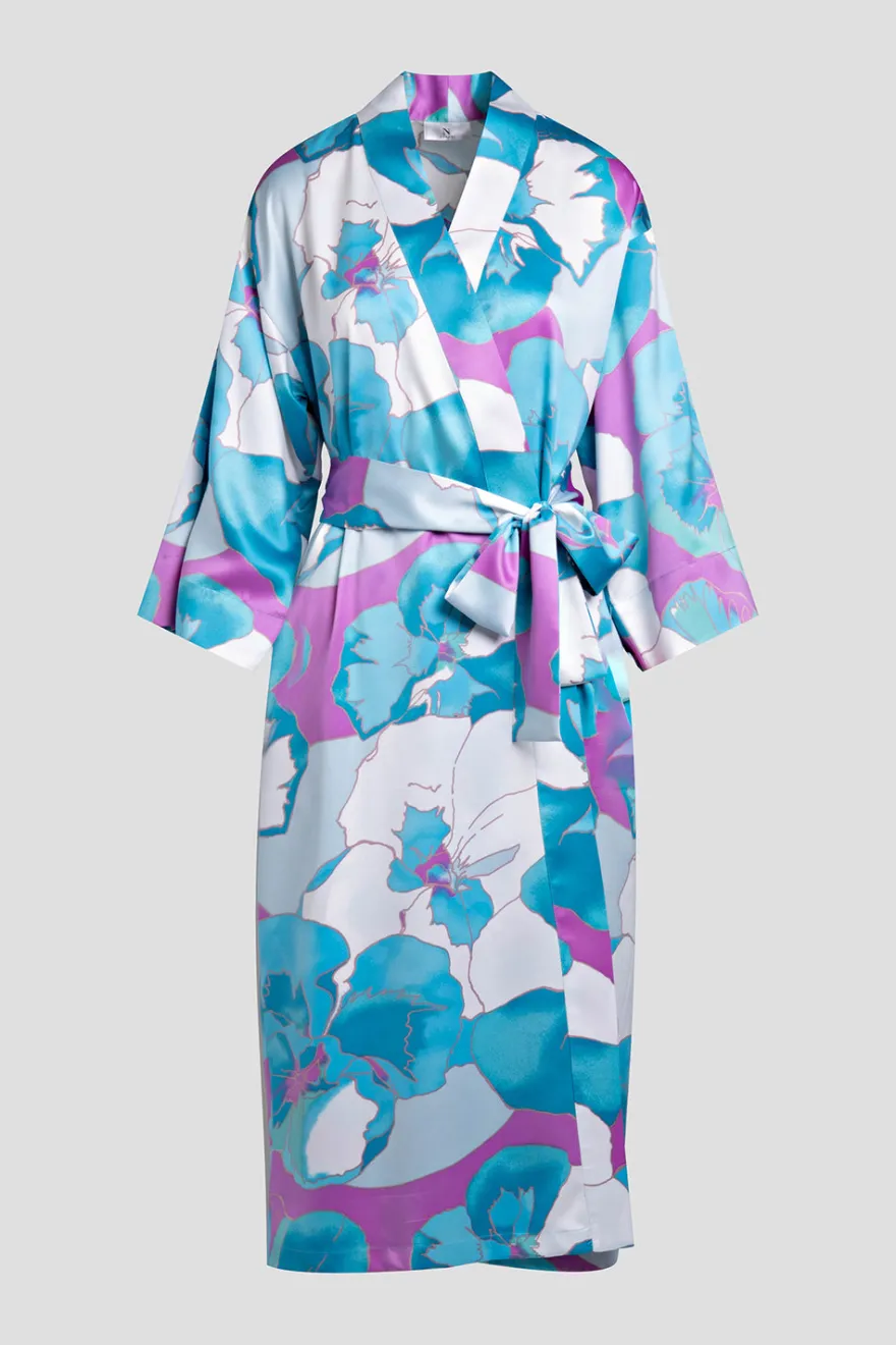 Floria Printed Satin Robe
