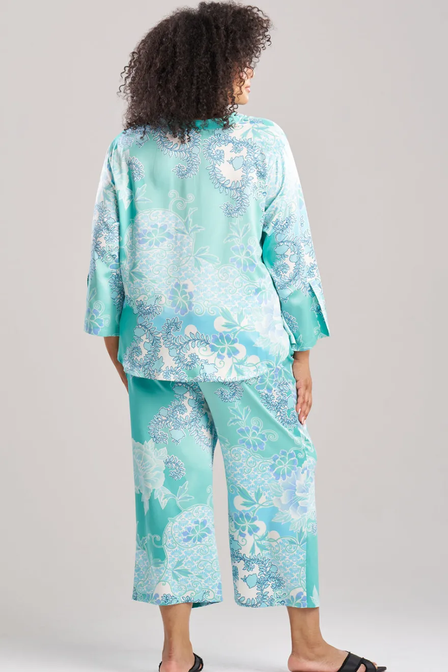 Flourish Printed Satin Mandarin PJ
