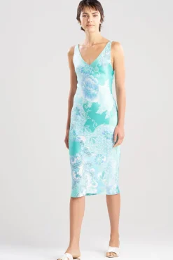 Flourish Printed Satin Slip Dress