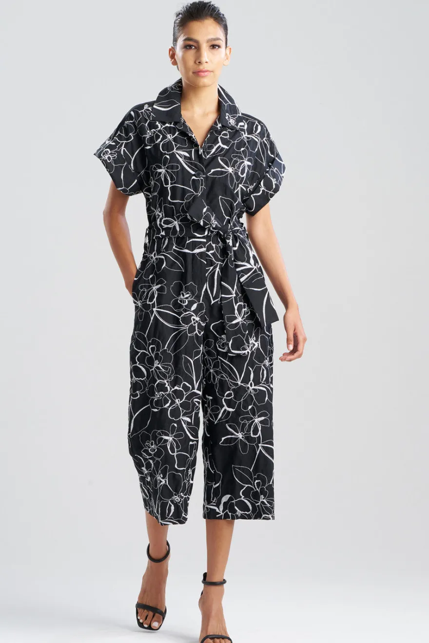 Flower Stencil Embroidered Jumpsuit