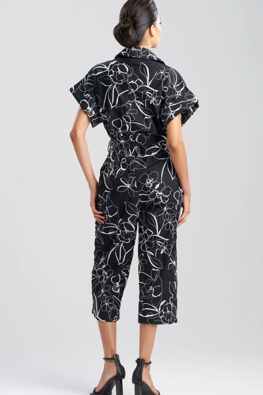 Flower Stencil Embroidered Jumpsuit