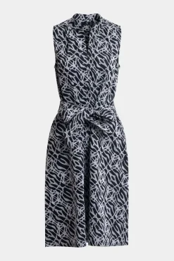 Geo Embroidered Cotton Poplin Mandarin Dress