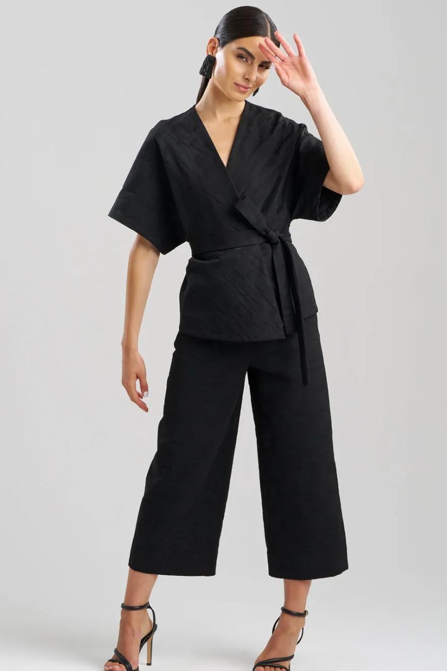 Geo Texture Jacquard Kimono Wrap Top