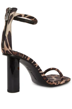 Glow Luxe Leopard Satin Block Heel Sandal