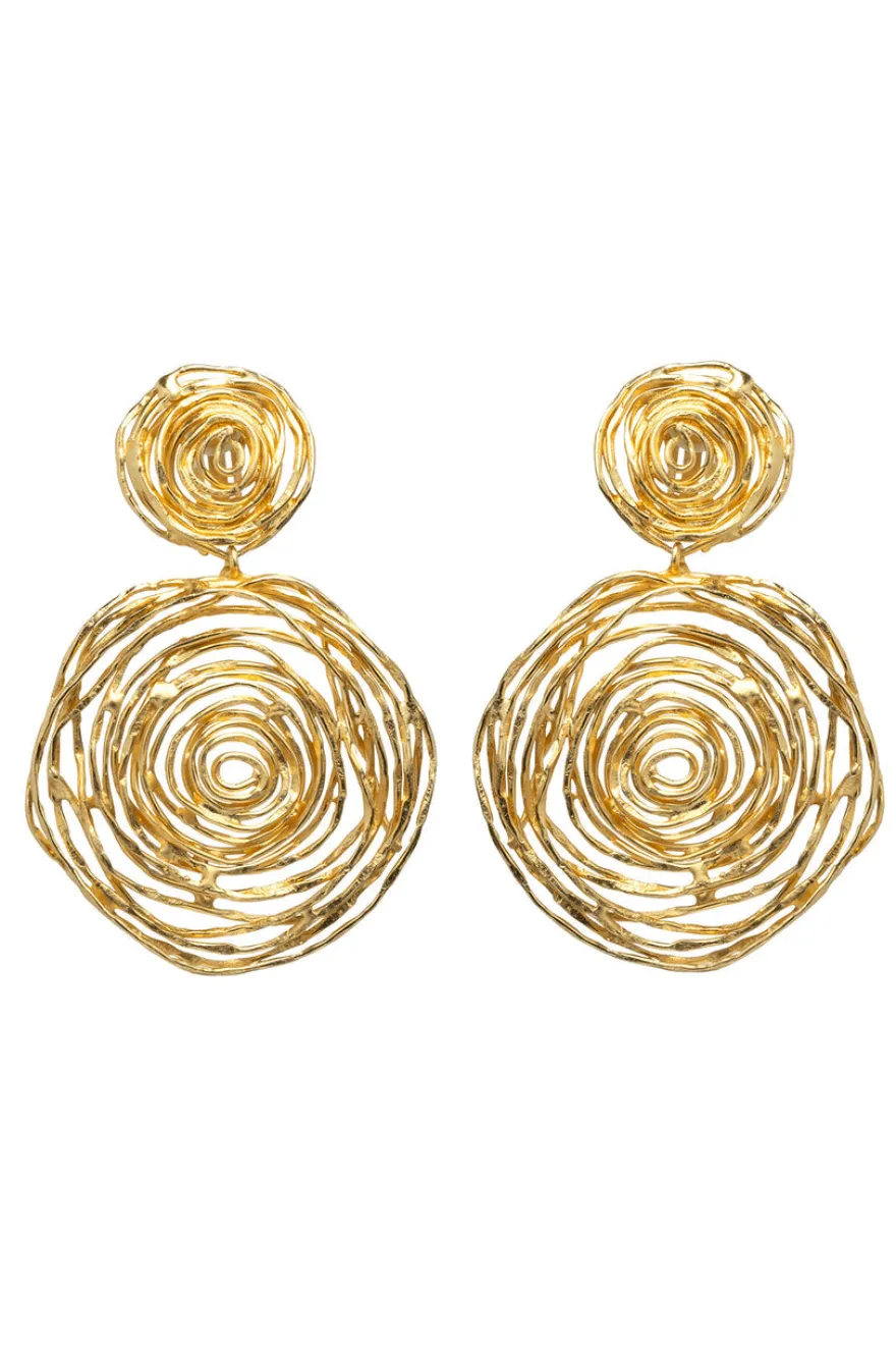 Gold Brass Wire Hoop Drop Earrings