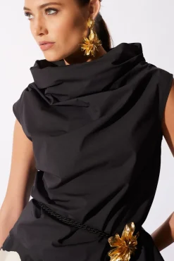 Gold Plated Brass Floral Cuff Earrings