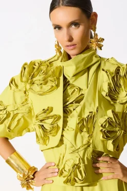 Gold Plated Brass Floral Cuff Earrings