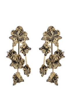 Gold Plated Brass Floral Clip Earrings