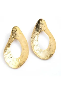 Gold Plated Brass Oval Earrings