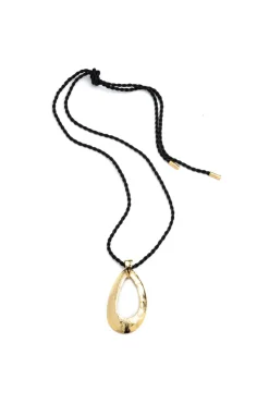 Gold Plated Brass Oval Pendant Necklace