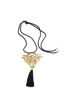 Gold Plated Brass Scroll Pendant Necklace