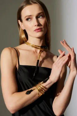 Gold Plated Brass Snake Choker Necklace