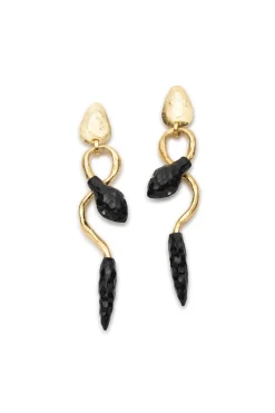 Gold Plated Brass Snake Earrings
