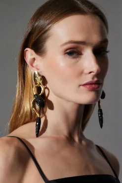 Gold Plated Brass Snake Earrings
