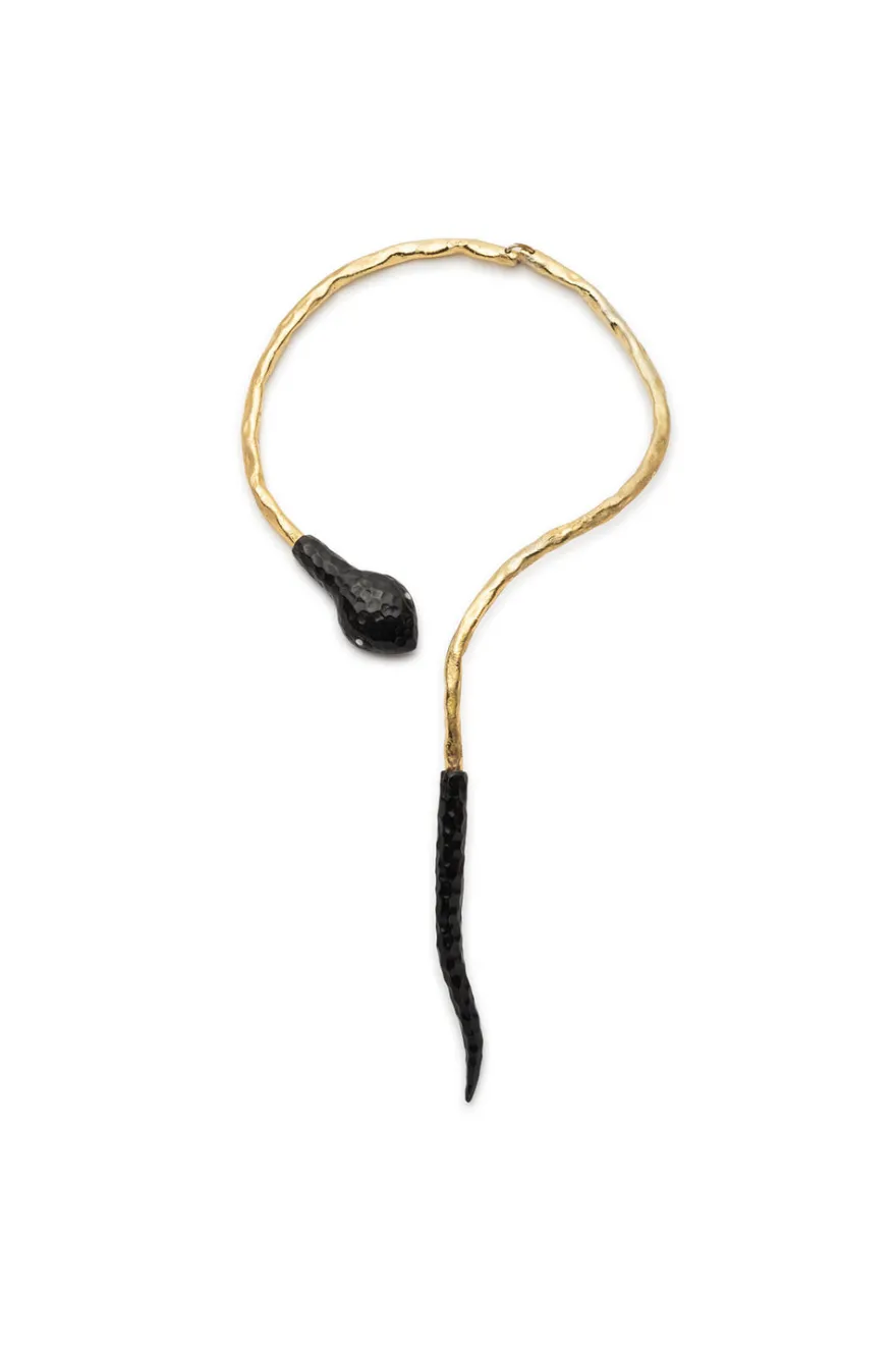 Gold Plated Brass Snake Necklace