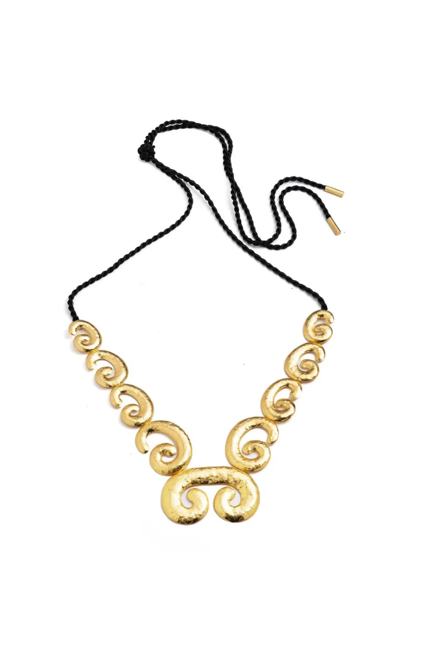 Gold Plated Brass Swirl Pendant Necklace