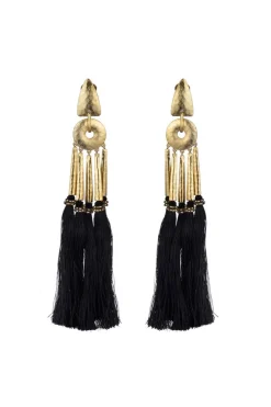 Gold Plated Brass Tassel Clip Earrings