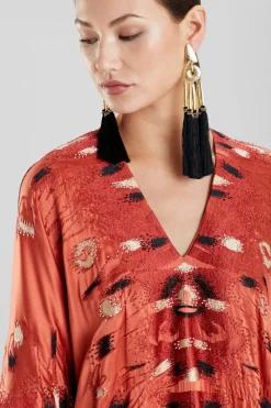 Gold Plated Brass Tassel Clip Earrings