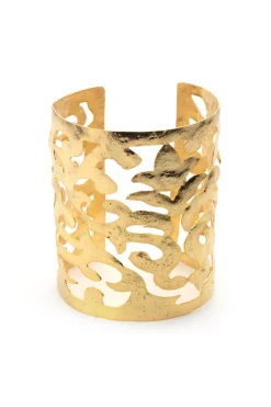 Gold Plated Scroll Cuff Bangle