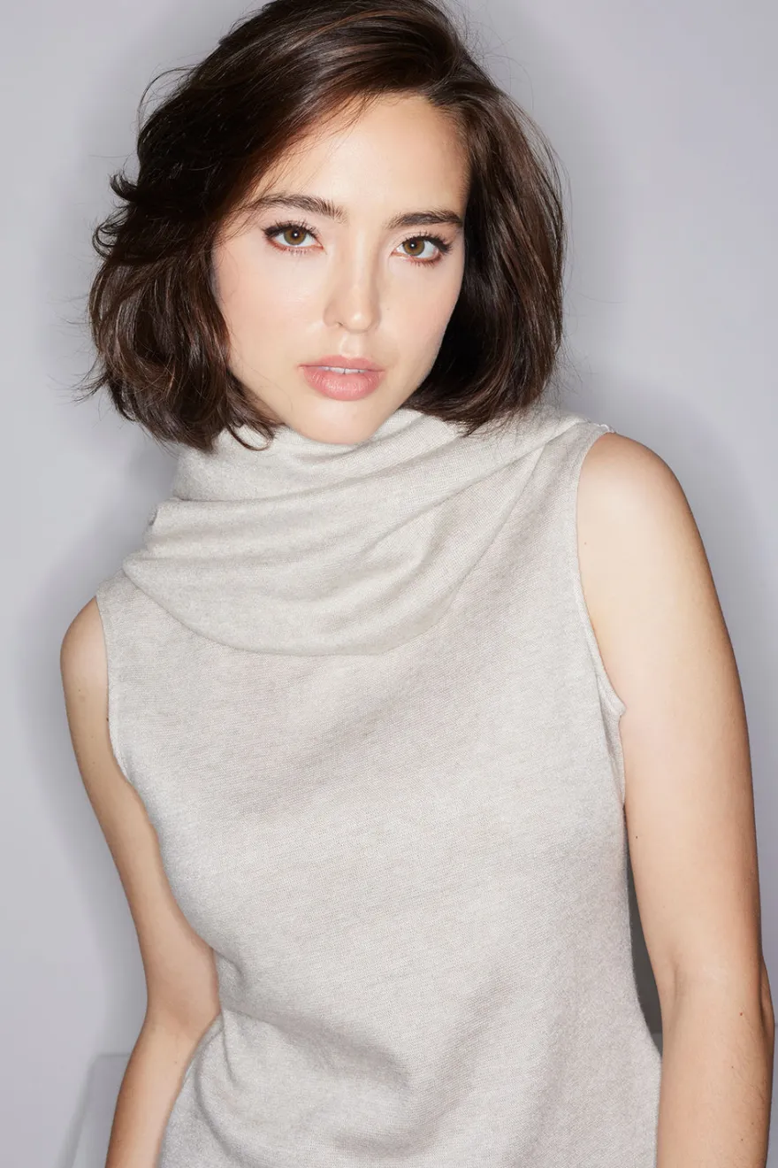 Himalaya Sweater Knit Mock Neck Top