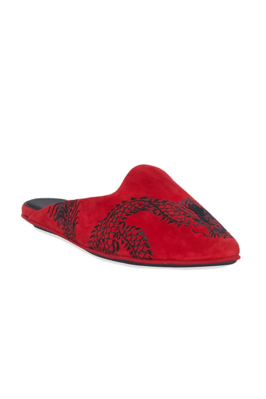 Image Suede Dragon Embroidery Slide