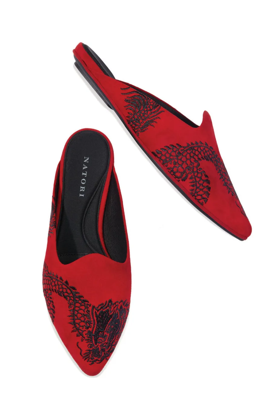 Image Suede Dragon Embroidery Slide