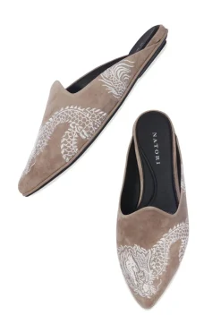 Image Suede Dragon Embroidery Slide