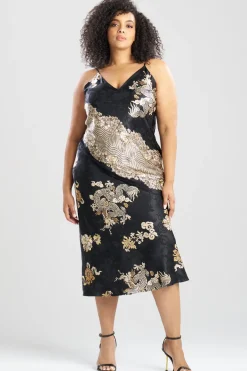Imperial Dragon Jacquard Slip Dress