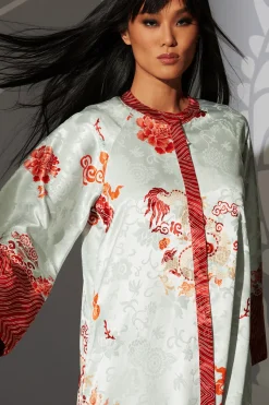Imperial Dragon Jacquard Zip Caftan