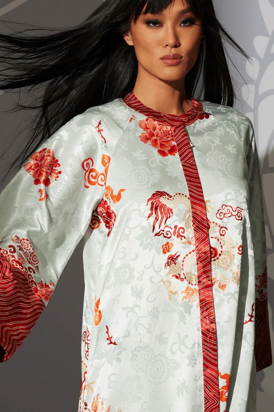 Imperial Dragon Jacquard Zip Caftan