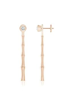 Indochine Bamboo 14k Diamond Multi-Wear Linear Earrings
