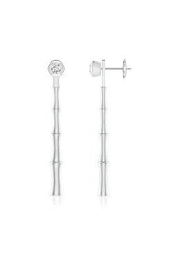 Indochine Bamboo 14k Diamond Multi-Wear Linear Earrings
