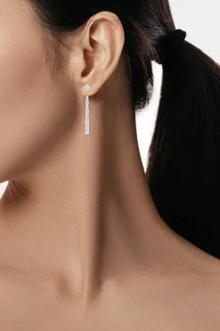Indochine Bamboo 14k Diamond Multi-Wear Linear Earrings