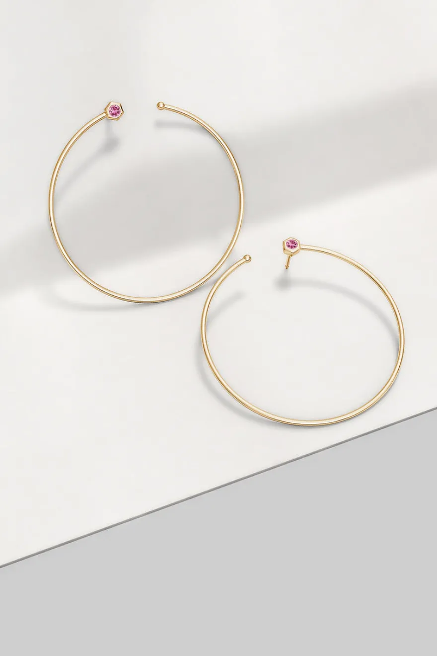 Indochine Giant Gemstone Open Hoops