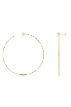 Indochine 14k Giant Diamond Side-Facing Open Hoop Earrings