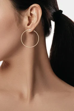 Indochine 14k Giant Diamond Side-Facing Open Hoop Earrings