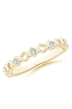 Indochine 14k Hexagon Alternating 5-Diamond Ring